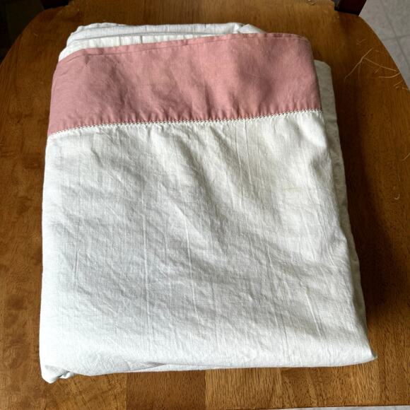 Vintage Pink Embroidered Mr Mrs Wedding Pillowcases Flat Sheet Cotton Trad Wife - Picture 9 of 12